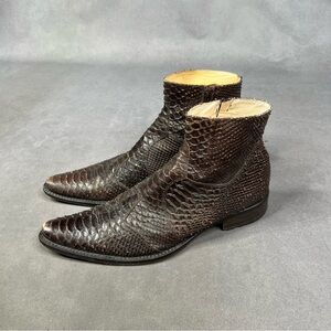 Vero Cuoio Dark Brown Exotic Leather Zip Ankle Boots